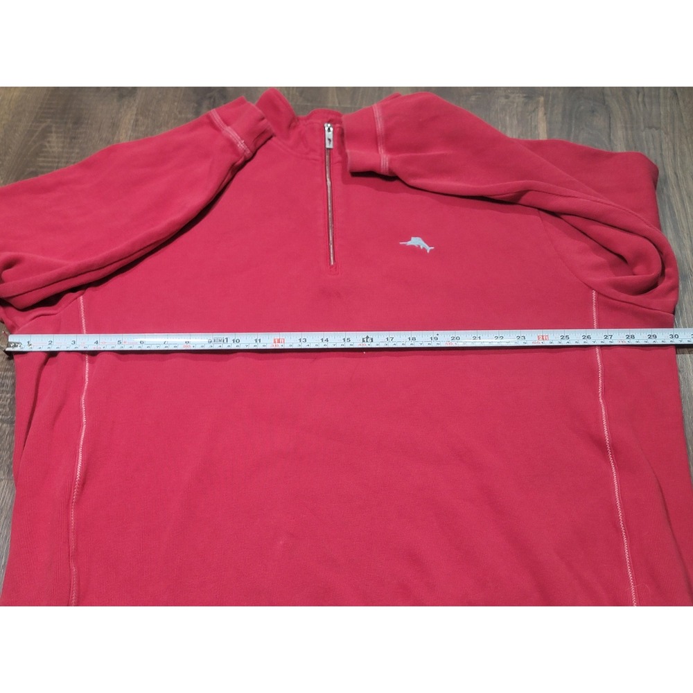 Tommy Bahama Mens 3XT Red 1/4 Zip Ribbed Cotton Pullover Marlin Logo Sweatshirt - Picture 2 of 12